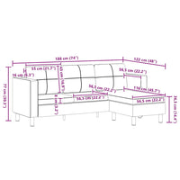 Divano Componibile a 3 Posti in Pelle Artificiale Nero 241979
