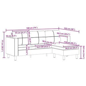 Divano Componibile a 3 Posti in Pelle Artificiale Nero 241979