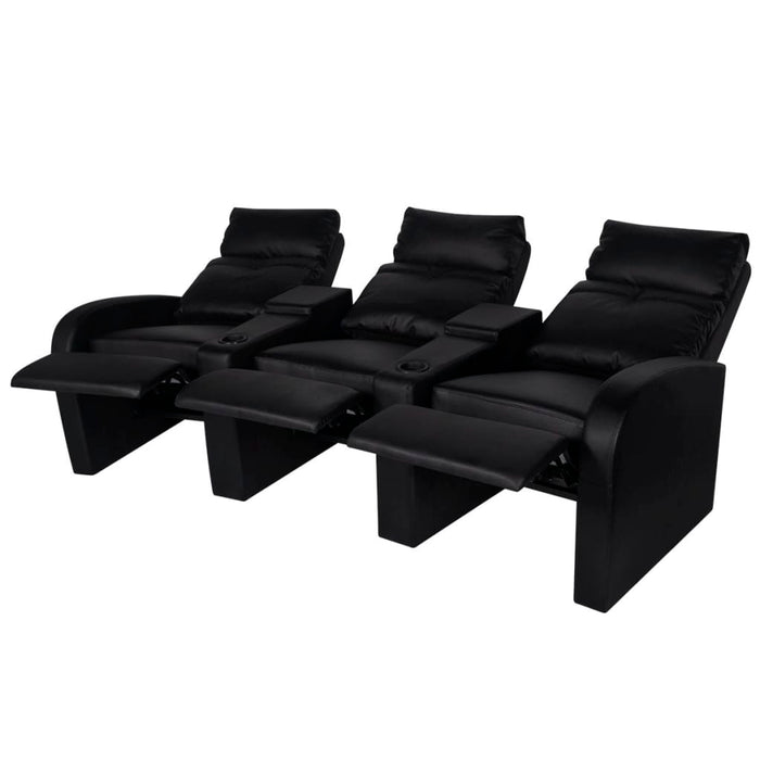 Divano Reclinabile a 3 Posti in Pelle Artificiale Nera 242002