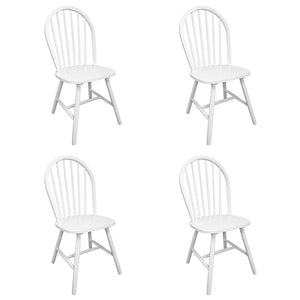 Sedie da Pranzo 4 pz Bianche in Legno Massello di Hevea cod mxl 24309