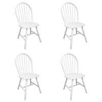 Sedie da Pranzo 4 pz Bianche in Legno Massello di Hevea 242027