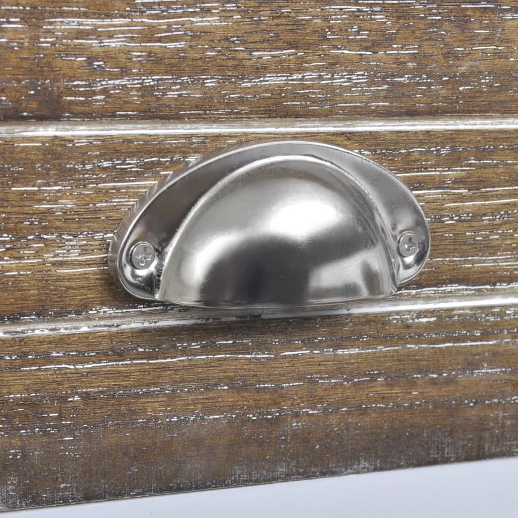 Comodino con 1 Cassetto Marrone e Bianco 242039