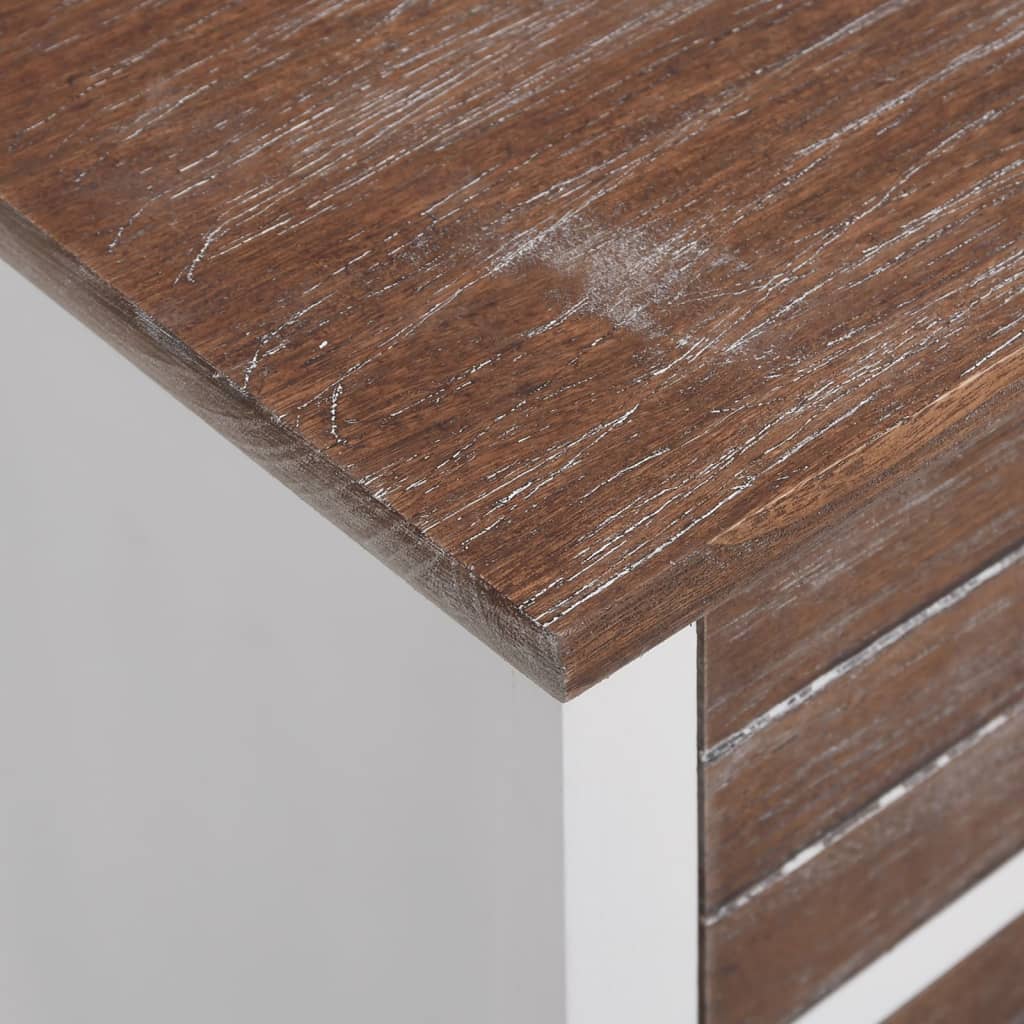 Comodini Set 2 pz con 2 Cassetti Marrone e Bianco 242042