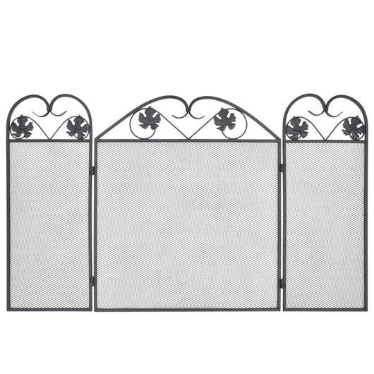 Recinzione per Camino a 3 Pannelli in Ferro Nero 242005