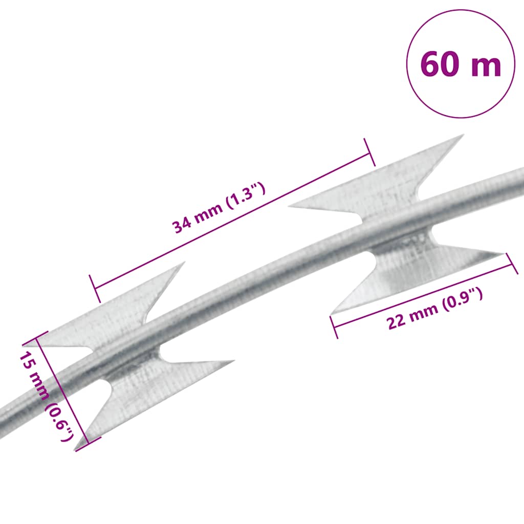 Filo Spinato NATO Fermagliato in Acciaio Zincato 60 m BTO-22  cod mxl 59482