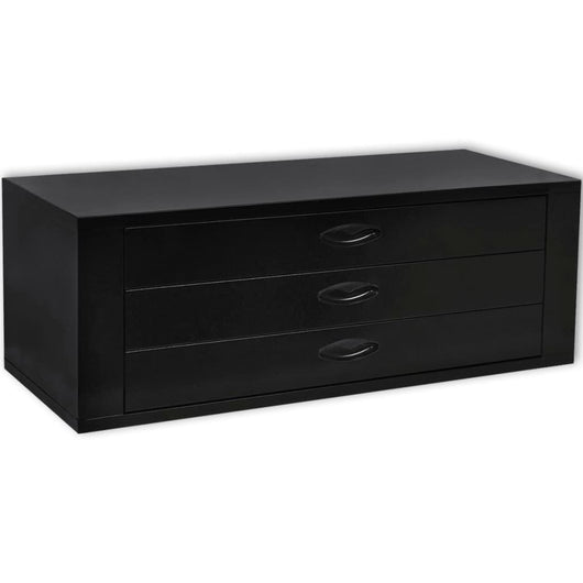 Cassettiera portautensili in metallo 3 cassetti nera utensili da officina 85 cm nero 02_0003239