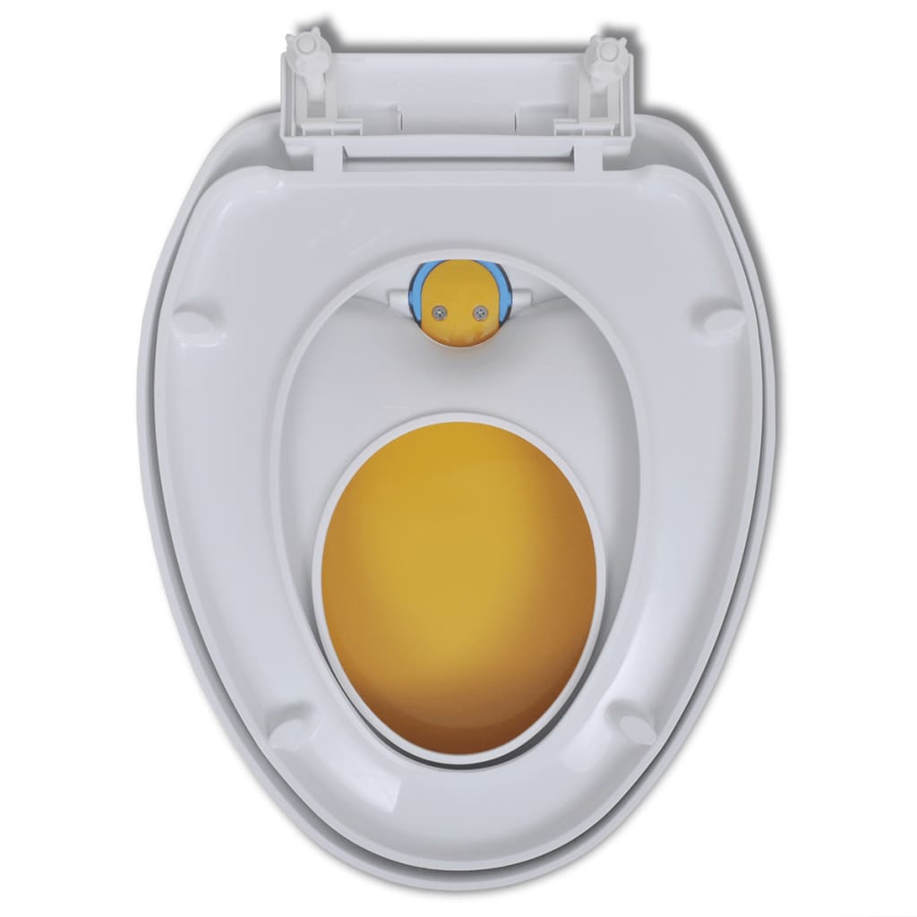 Sedile WC con chiusura ammortizzata per sedile WC adulto bambino bianco e giallo 02_0002893