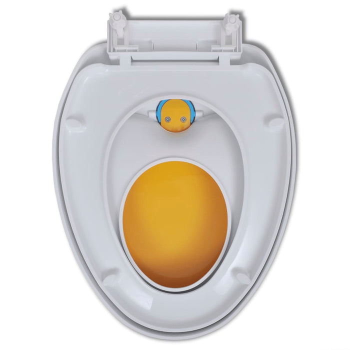 Sedile WC con chiusura ammortizzata per sedile WC adulto bambino bianco e giallo 02_0002893