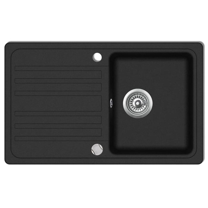 Lavello da cucina in granito Nero Scolapiatti reversibile Lavabo 02_0002304