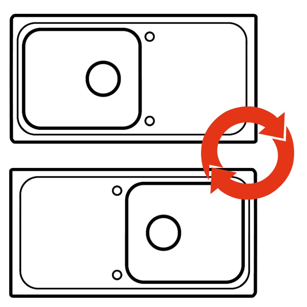 Lavello da cucina in granito Nero Scolapiatti reversibile Lavabo 02_0002304