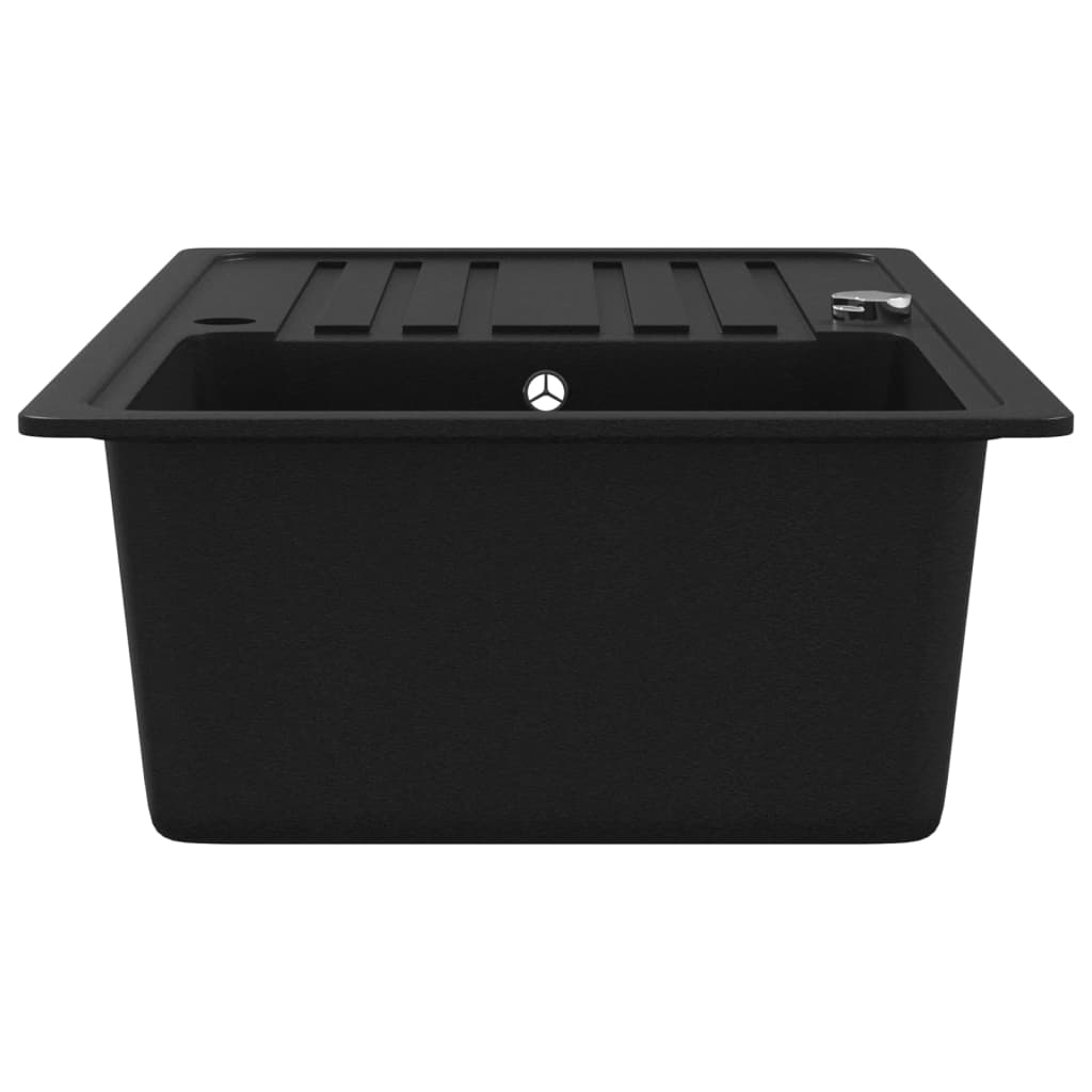 Lavandino Cucina Granito Singolo Scolapiatti Reversibile Nero 141669