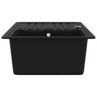 Lavandino Cucina Granito Singolo Scolapiatti Reversibile Nero 141669