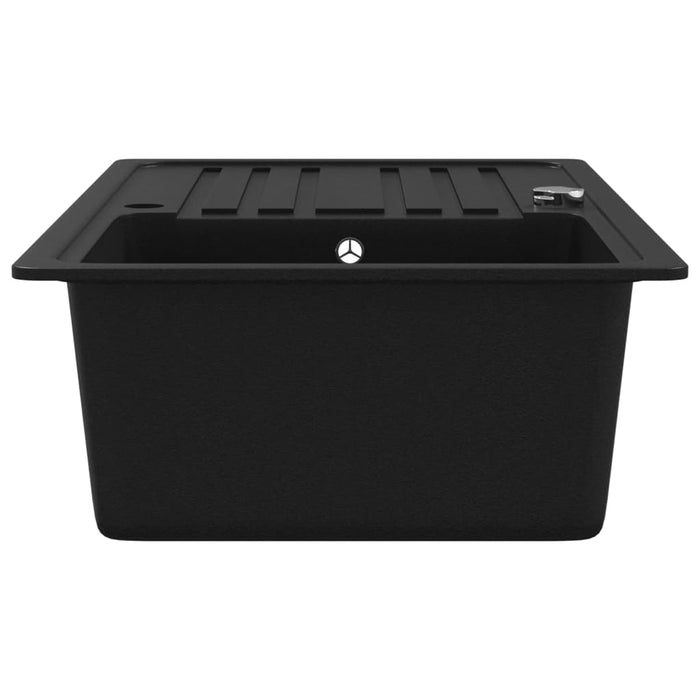 Lavandino Cucina Granito Singolo Scolapiatti Reversibile Nero 141669