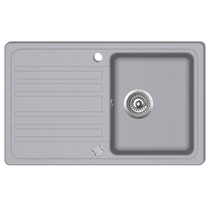 Lavello cucina in granito con gocciolatoio reversibile 76,5 cm grigio 02_0002305