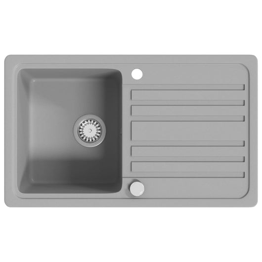 Lavandino cucina granito singolo con scolapiatti reversibile grigio 141670