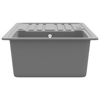 Lavandino cucina granito singolo con scolapiatti reversibile grigio cod mxl 40473