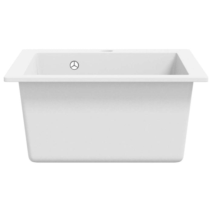 Lavandino Cucina Granito 1 Lavello ad Incasso Bianco 141674