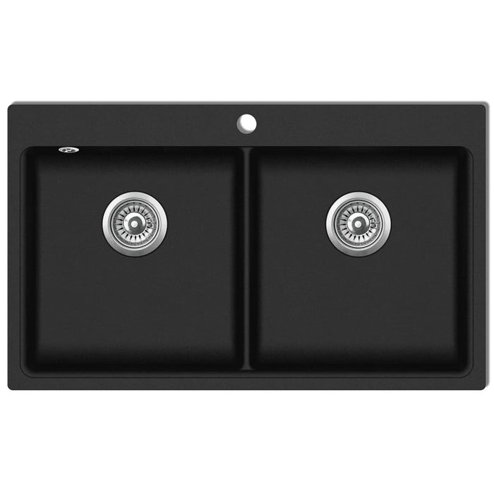 Lavello cucina incasso con 2 vasche 86 x 51 cm granito nero 02_0002310
