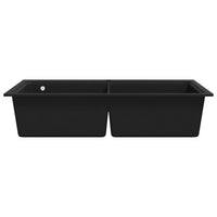 Lavandino Cucina Granito Nero Doppio con Montaggio Sopra 141675