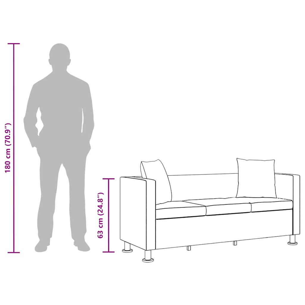 Divano a 3 Posti in Similpelle Bianca 242211