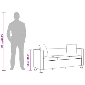 Divano a 3 Posti in Similpelle Bianca 242211