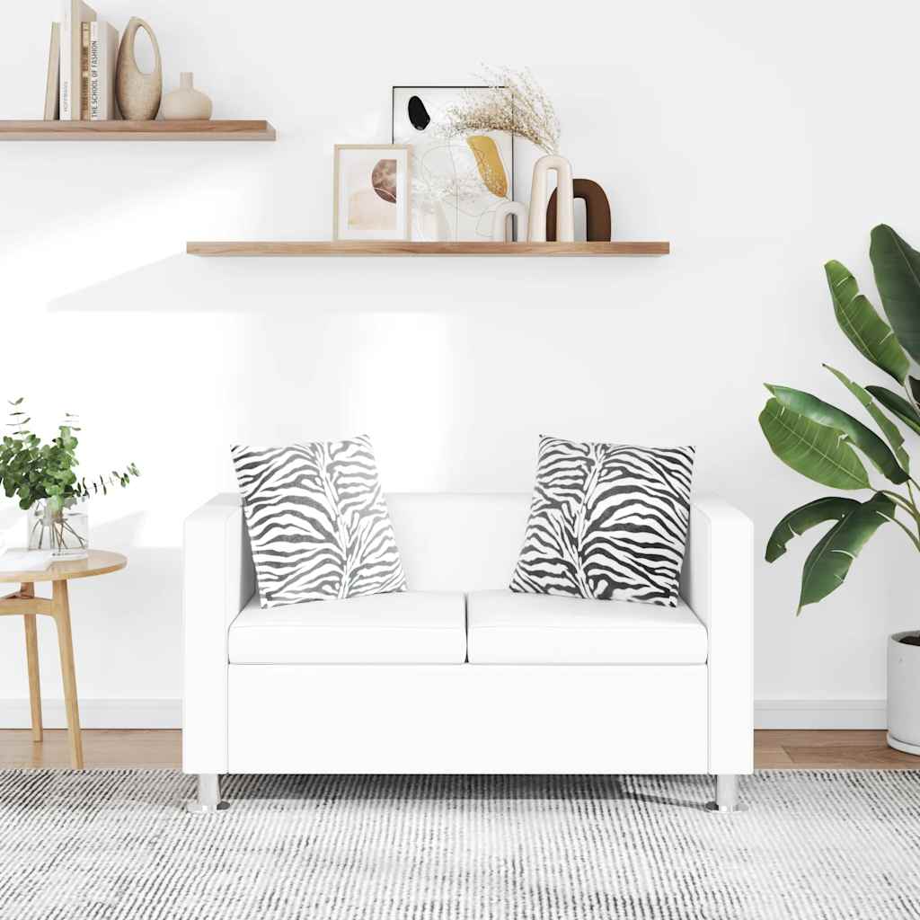 Divano a 2 Posti in Similpelle Bianco   cod mxl 13816