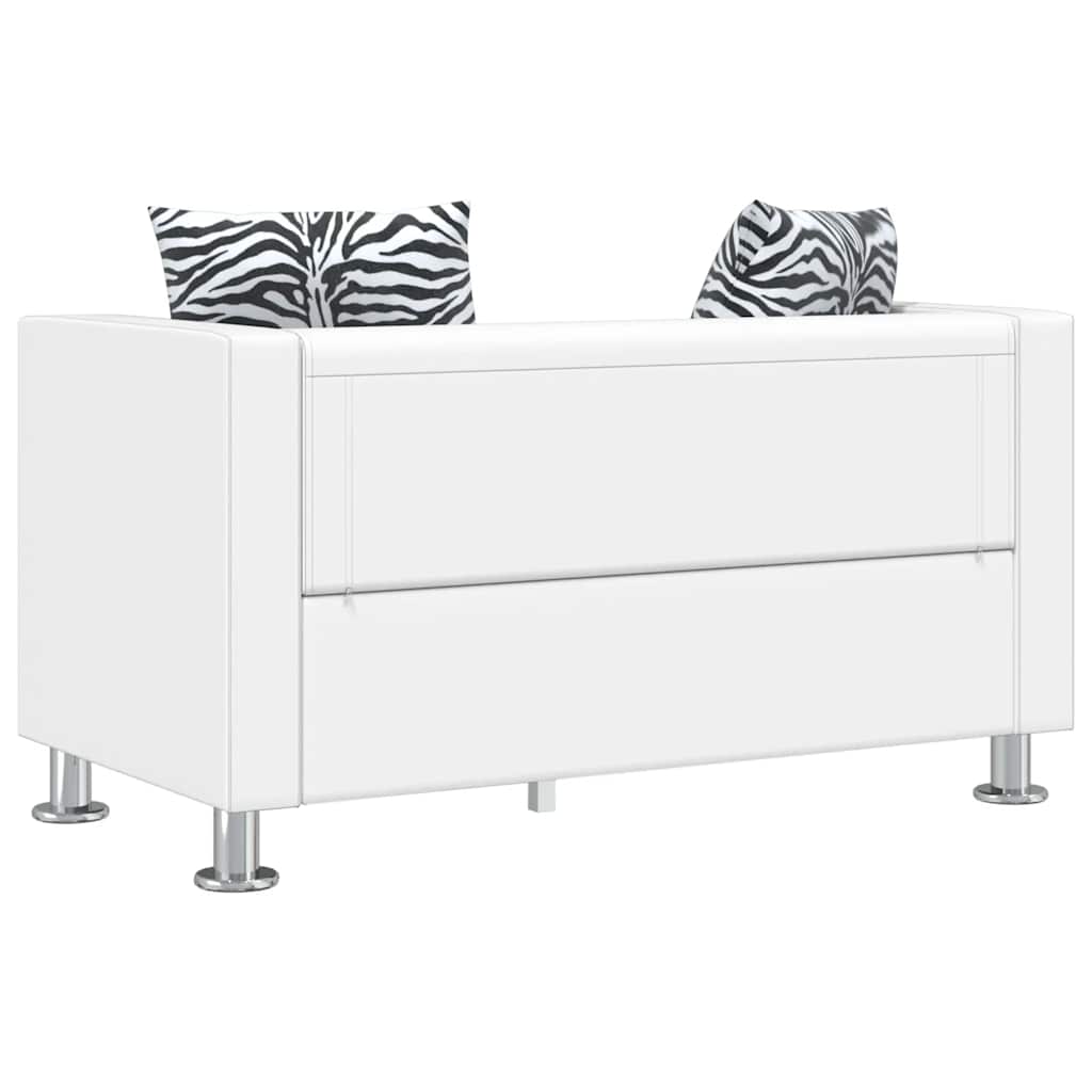 Divano a 2 Posti in Similpelle Bianco   cod mxl 13816