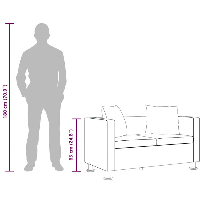 Divano a 2 Posti in Similpelle Bianco 242212