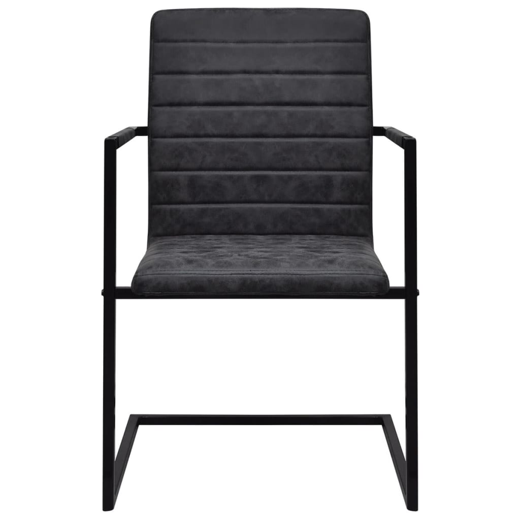 Sedie da Pranzo a Sbalzo 2 pz Nere in Similpelle