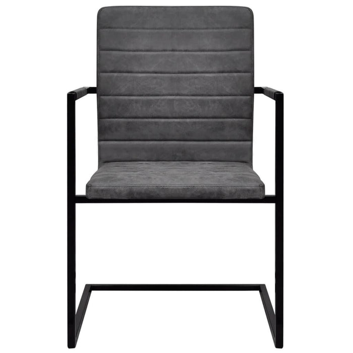 Sedie da Pranzo a Sbalzo 2 pz Grigie in Similpelle