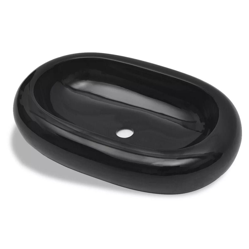 Lavabo ovale in ceramica 63 x 42 cm per bagno nero 02_0002495