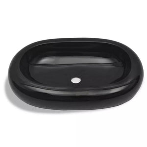 Lavabo ovale in ceramica 63 x 42 cm per bagno nero 02_0002495