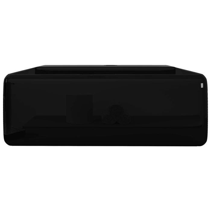 Lavabo quadrato con foro troppopieno/rubinetto in ceramica per bagno nero 02_0002497