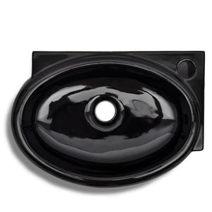 Lavandino in Ceramica Nera Rotondo con Foro Rubinetto/ Trabocco 141925