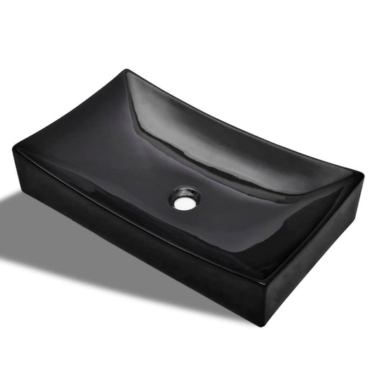 Lavandino da Bagno-Lavabo-Lavello in ceramica nera rettangolare 751556