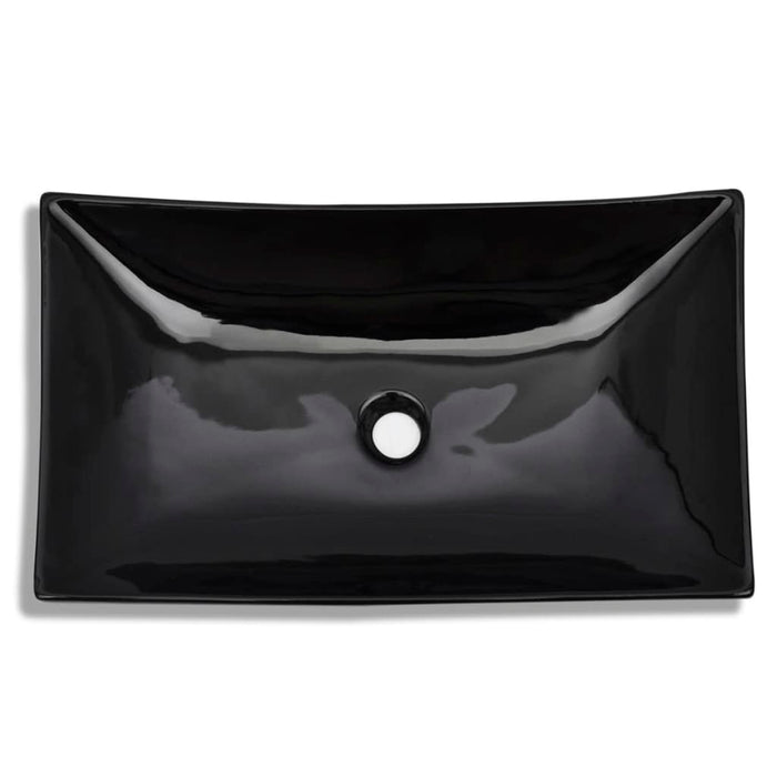 Lavandino da Bagno-Lavabo-Lavello in ceramica nera rettangolare 751556