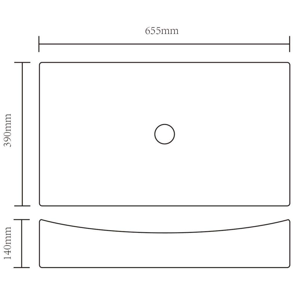 Lavabo rettangolare 65,5 x 39 cm ceramica per bagno nero 02_0002501