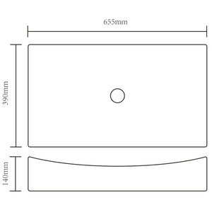 Lavabo rettangolare 65,5 x 39 cm ceramica per bagno nero 02_0002501