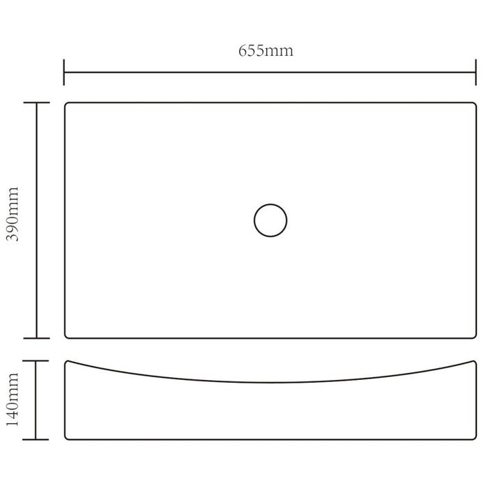 Lavabo rettangolare 65,5 x 39 cm ceramica per bagno nero 02_0002501