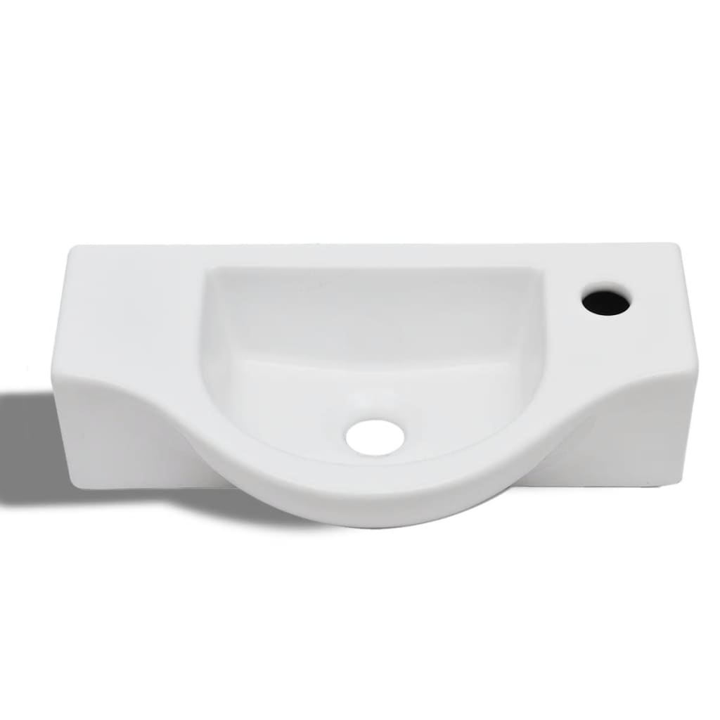 Lavandino Bagno in Ceramica con Foro per Rubinetto Bianco cod mxl 52591