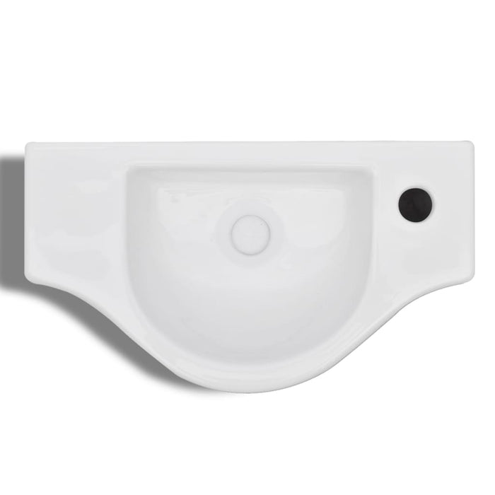 Lavandino Bagno in Ceramica con Foro per Rubinetto Bianco 141930