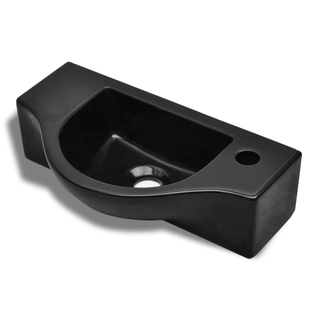 Lavandino Bagno in Ceramica Nera con Foro per Rubinetto cod mxl 51525