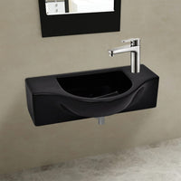 Lavandino Bagno in Ceramica Nera con Foro per Rubinetto 141931