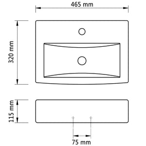 Lavandino Bagno Ceramica Bianca Rettangolare e Foro di Trabocco 141932