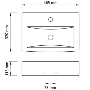 Lavandino Bagno Ceramica Nera Rettangolare e Foro di Trabocco 141933