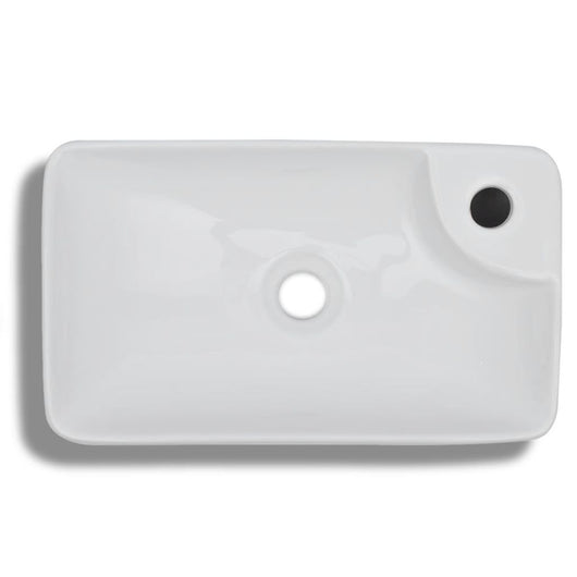 Lavabo con foro per rubinetto per lavabo bagno 44 x 25 cm ceramica bianca 02_0002509