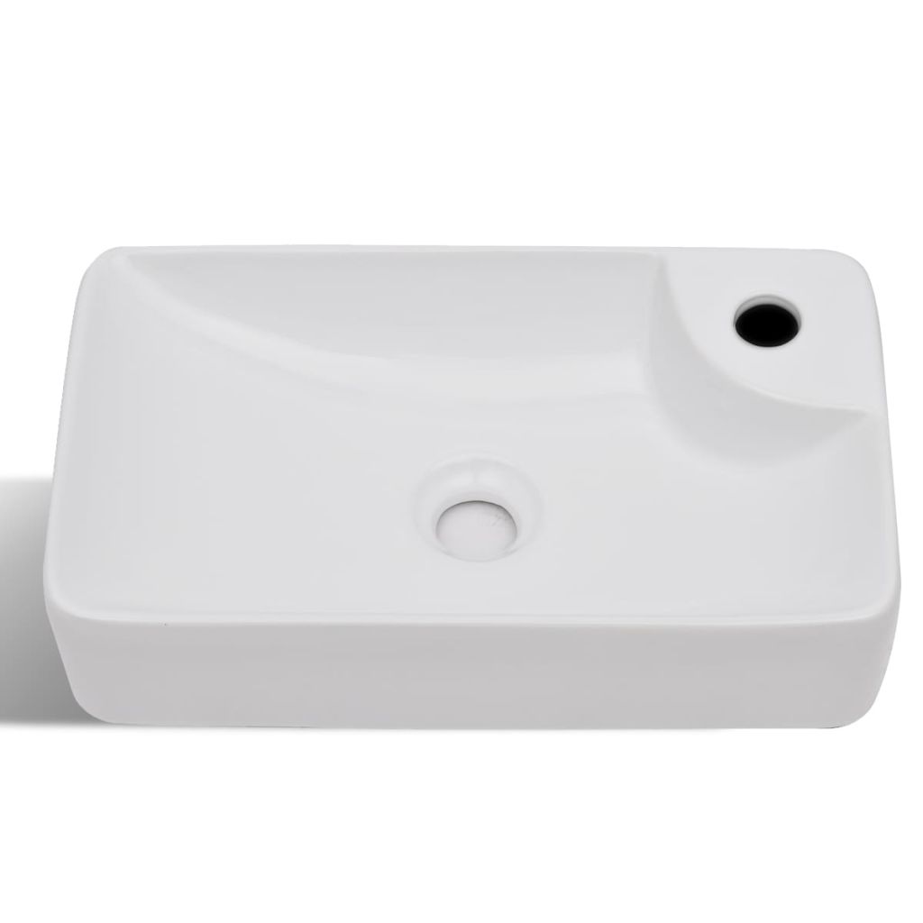 Lavabo con foro per rubinetto per lavabo bagno 44 x 25 cm ceramica bianca 02_0002509