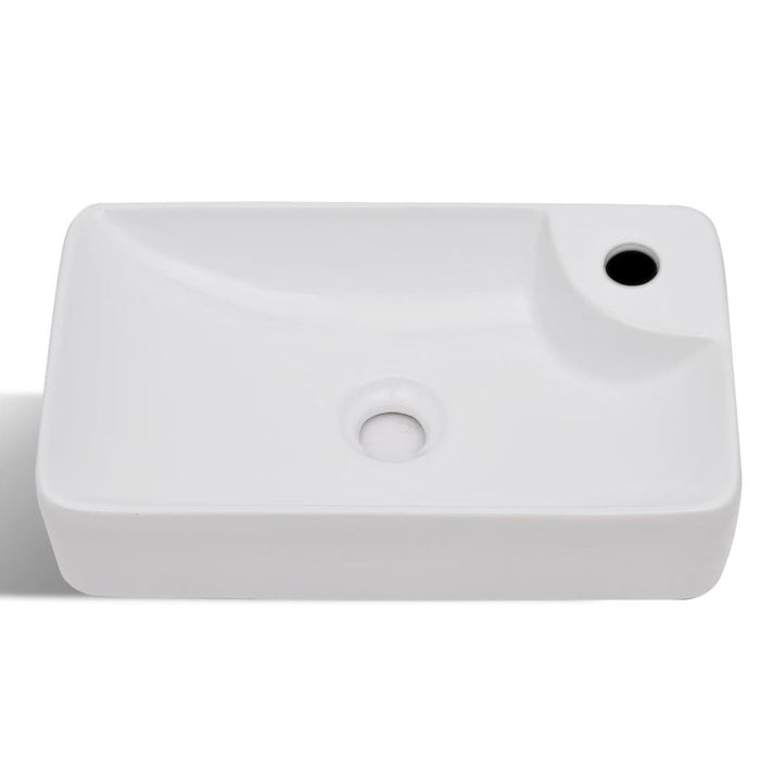 Lavabo con foro per rubinetto per lavabo bagno 44 x 25 cm ceramica bianca 02_0002509