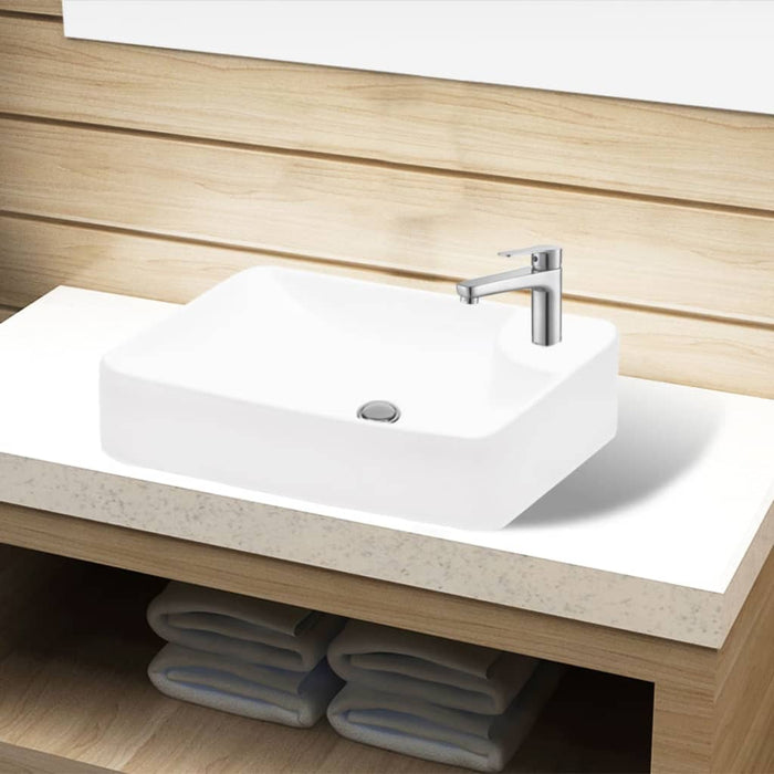 Lavandino Bagno in Ceramica Bianca con Foro per Rubinetto cod mxl 53160