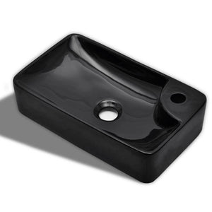 Lavabo con foro per rubinetto per lavabo bagno 44 x 25 cm ceramica nera 02_0002510